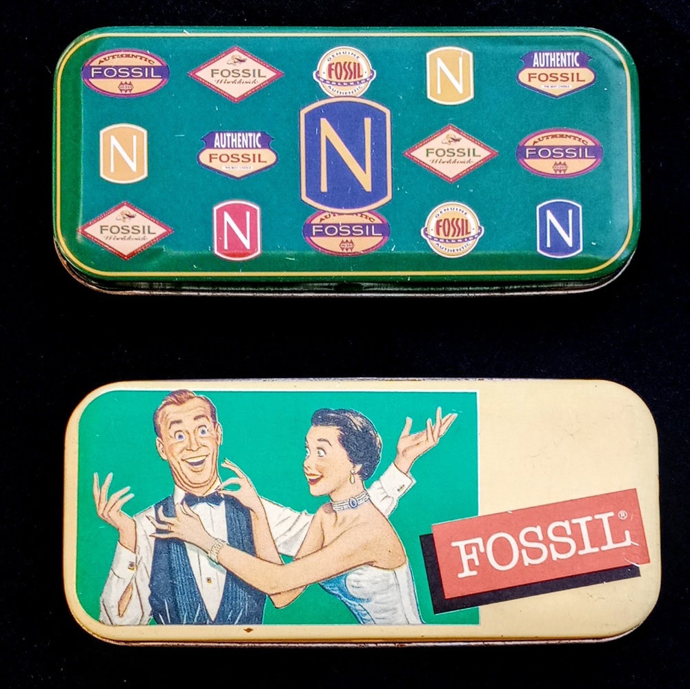 Vintage FOSSIL Metal Watch Cases(2)